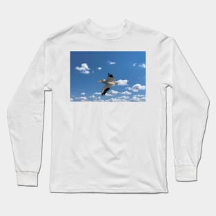 American White Pelican In Flight Long Sleeve T-Shirt